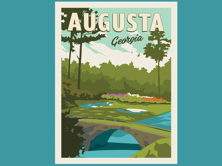 Augusta, Georgia Print Hogan's Bridge in front of golf hole