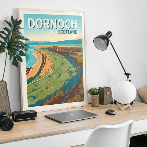 Dornoch, Scotland travel style poster golf print