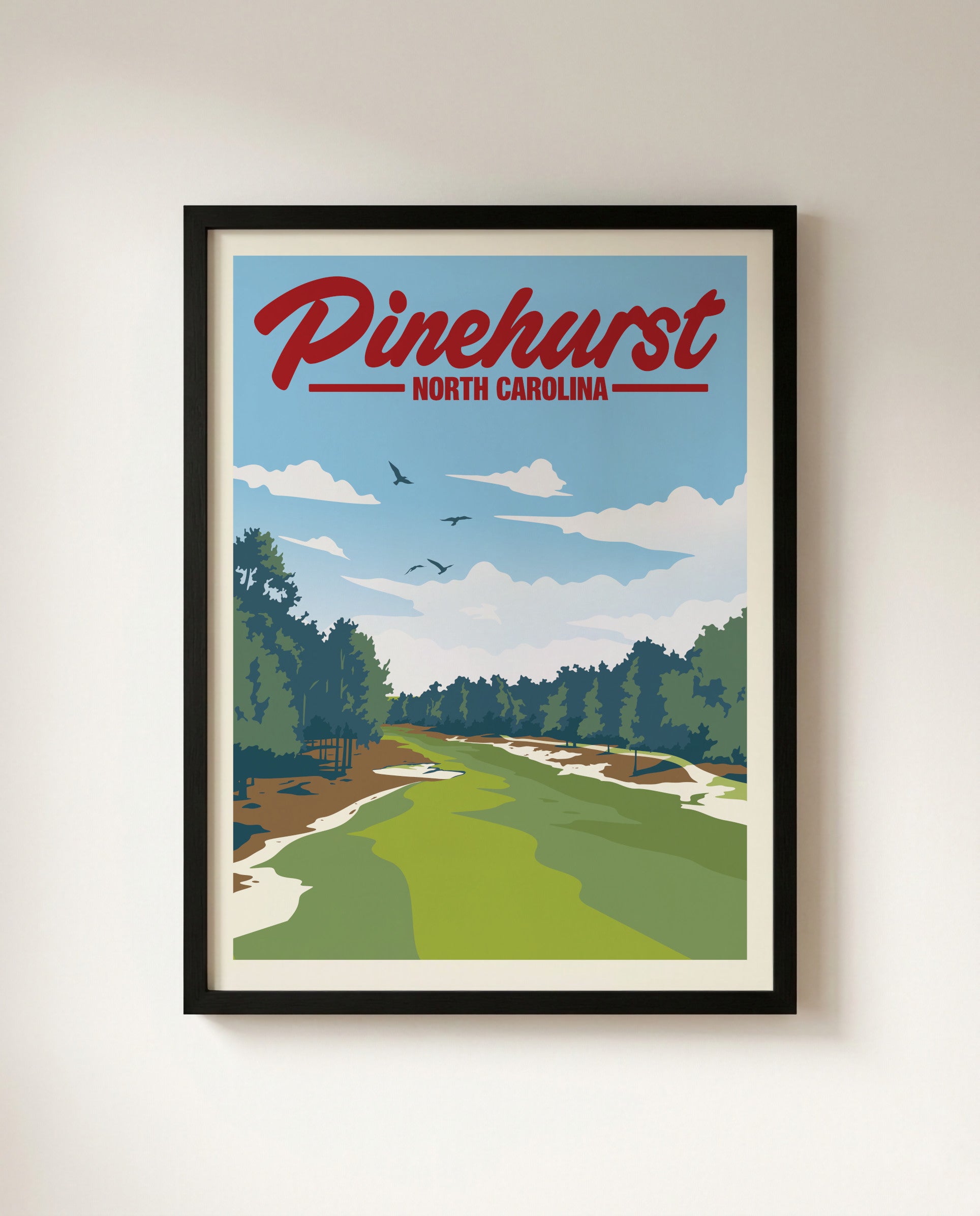 全米オープンが開かれた事もあるPinehurst No. 2 風景画 Pinehurst Poster | No. 2 Golf Art Print | Minimalist Golf Prints