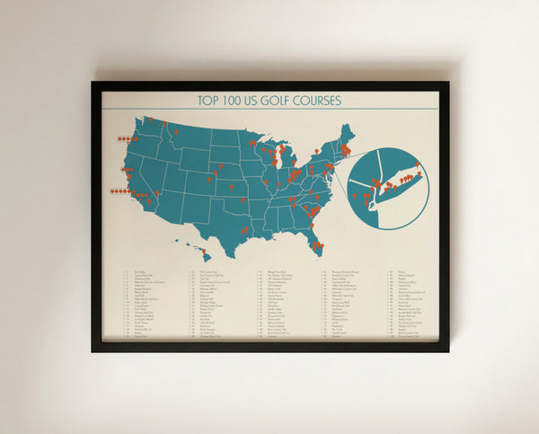 Top 100 US Golf Courses Checklist Map