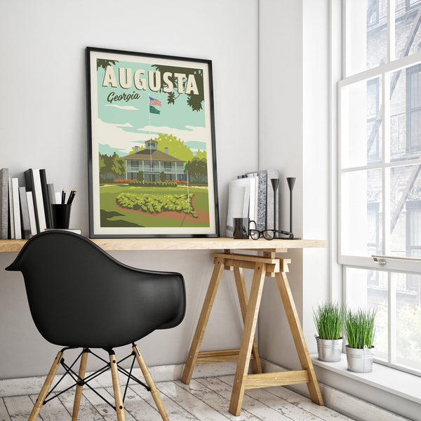 Augusta Clubhouse poster on desk