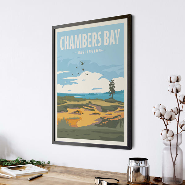 Chambers Bay Golf Print Frame On Wall
