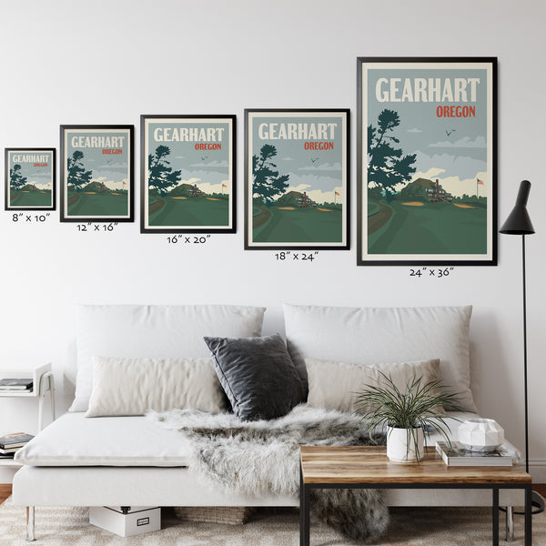 Gearhart, Oregon golf print size comparison