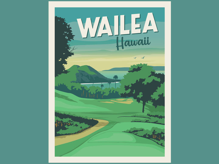 Wailea, Hawaii Minimalist Golf Travel Print