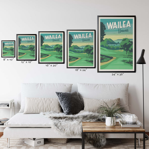Wailea, Hawaii golf poster comparison of sizes